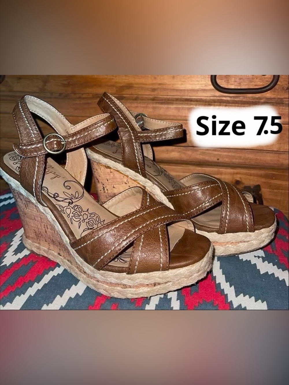 Jellypop Brown Espadrille Wedge Sandals